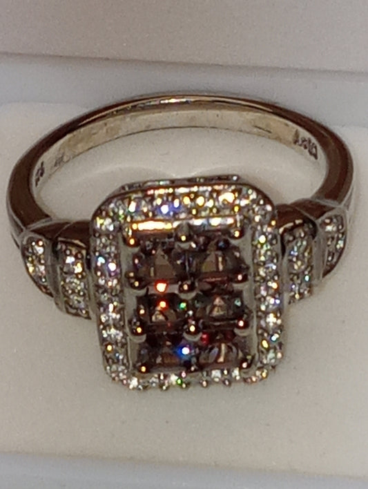 ring garnet color shift platinum over sterling silver