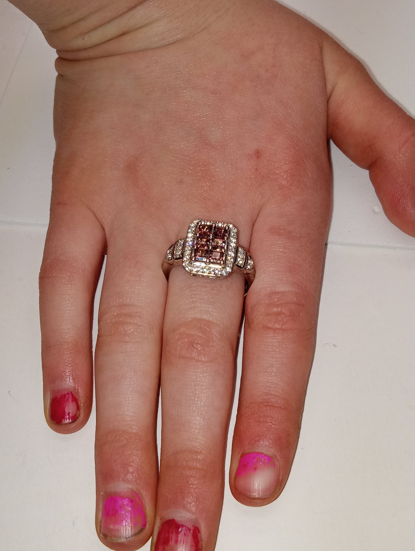 ring garnet color shift platinum over sterling silver