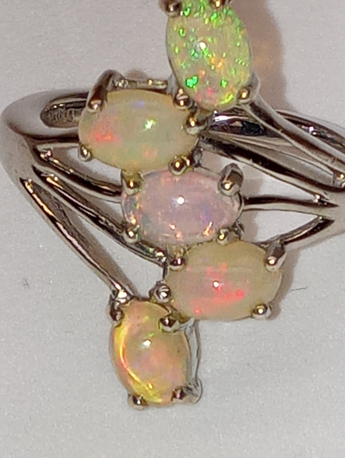ring Ethiopian opal 5 stone sterling