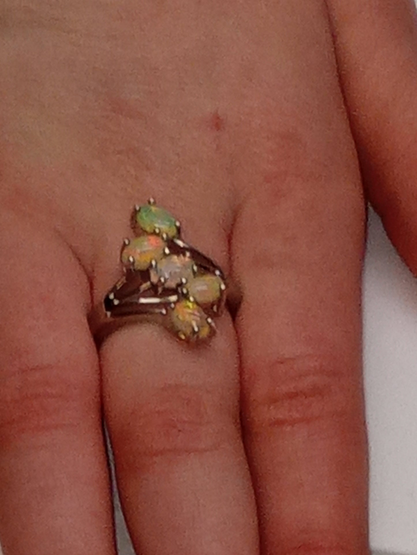 ring Ethiopian opal 5 stone sterling