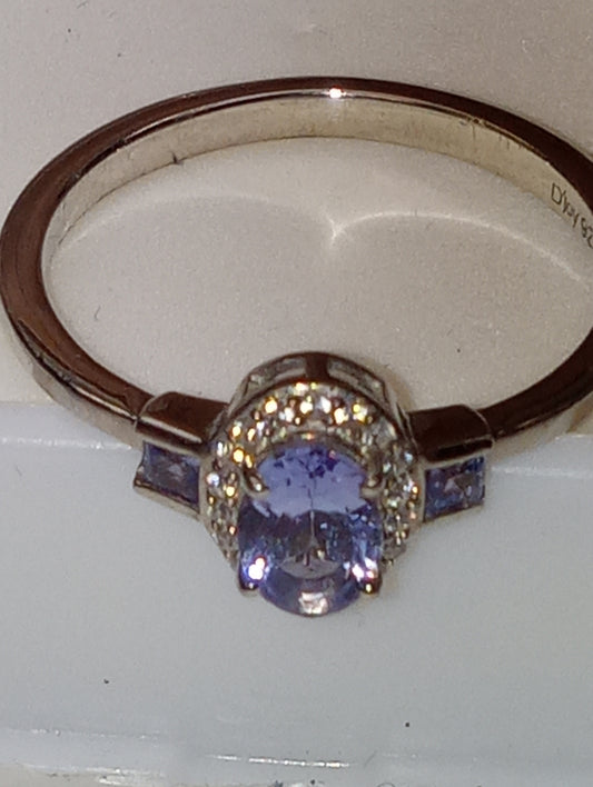 ring tanzanite zircon platinum over strerling silver