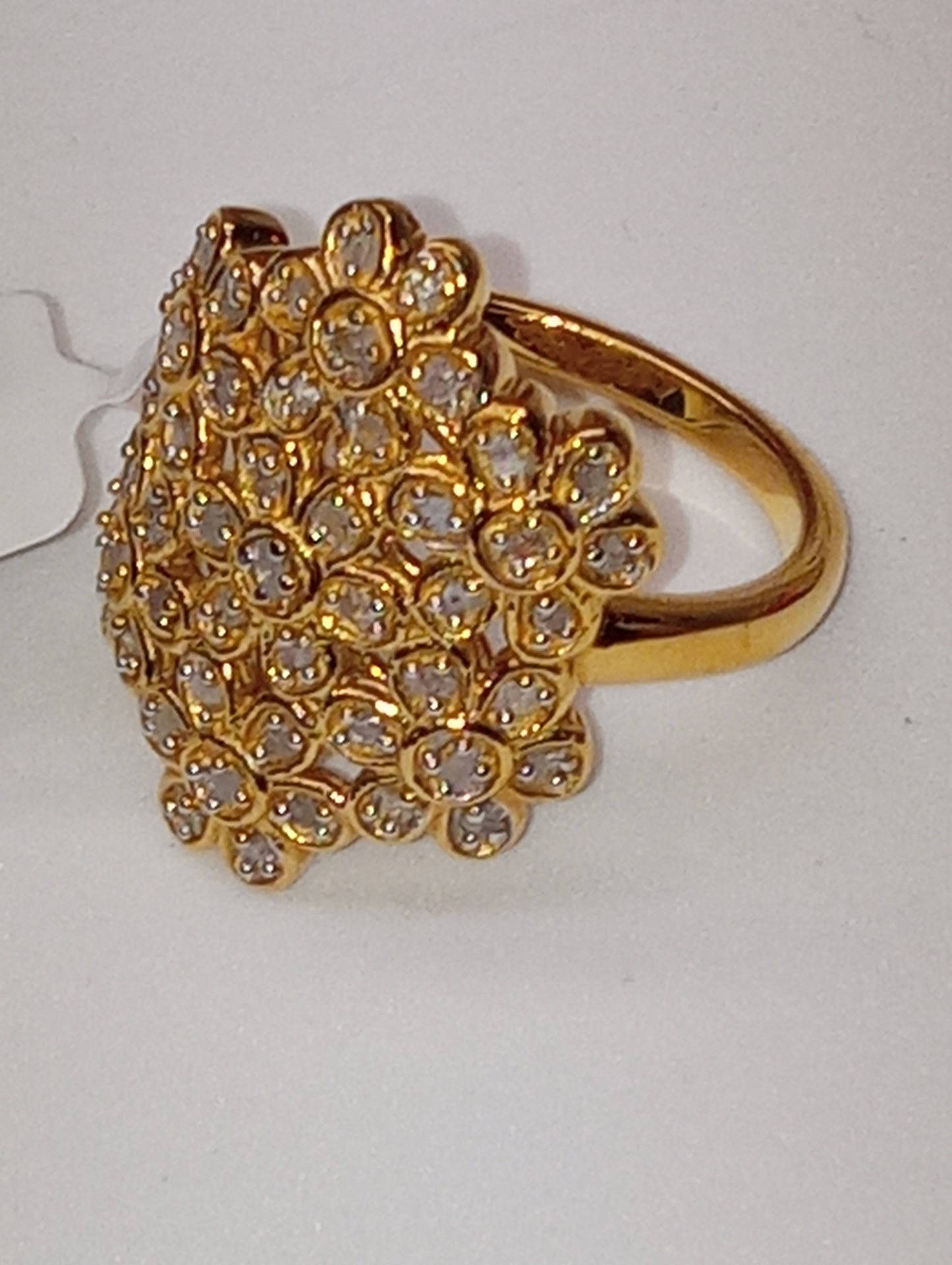 ring diamond uncut flower in vermeil yellow gold over sterling silver