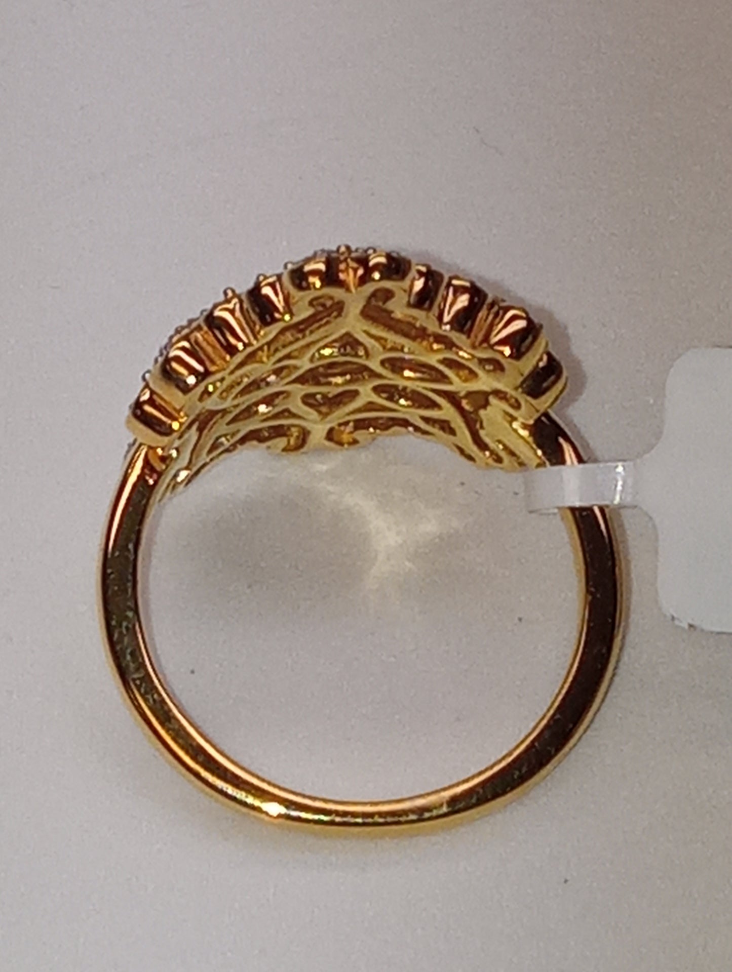 ring diamond uncut flower in vermeil yellow gold over sterling silver