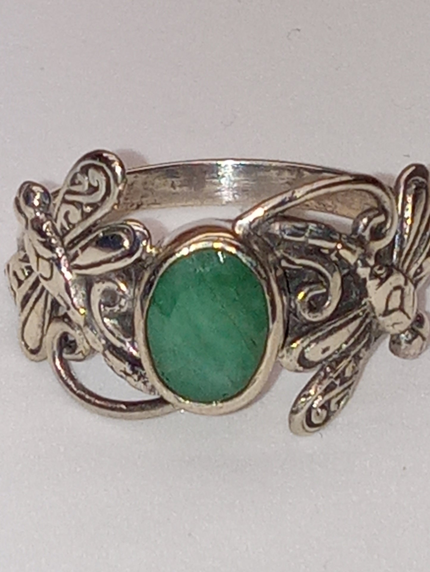 ring Bali Legacy emeral.d dragonfly sterling silver