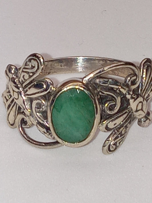 ring Bali Legacy emeral.d dragonfly sterling silver