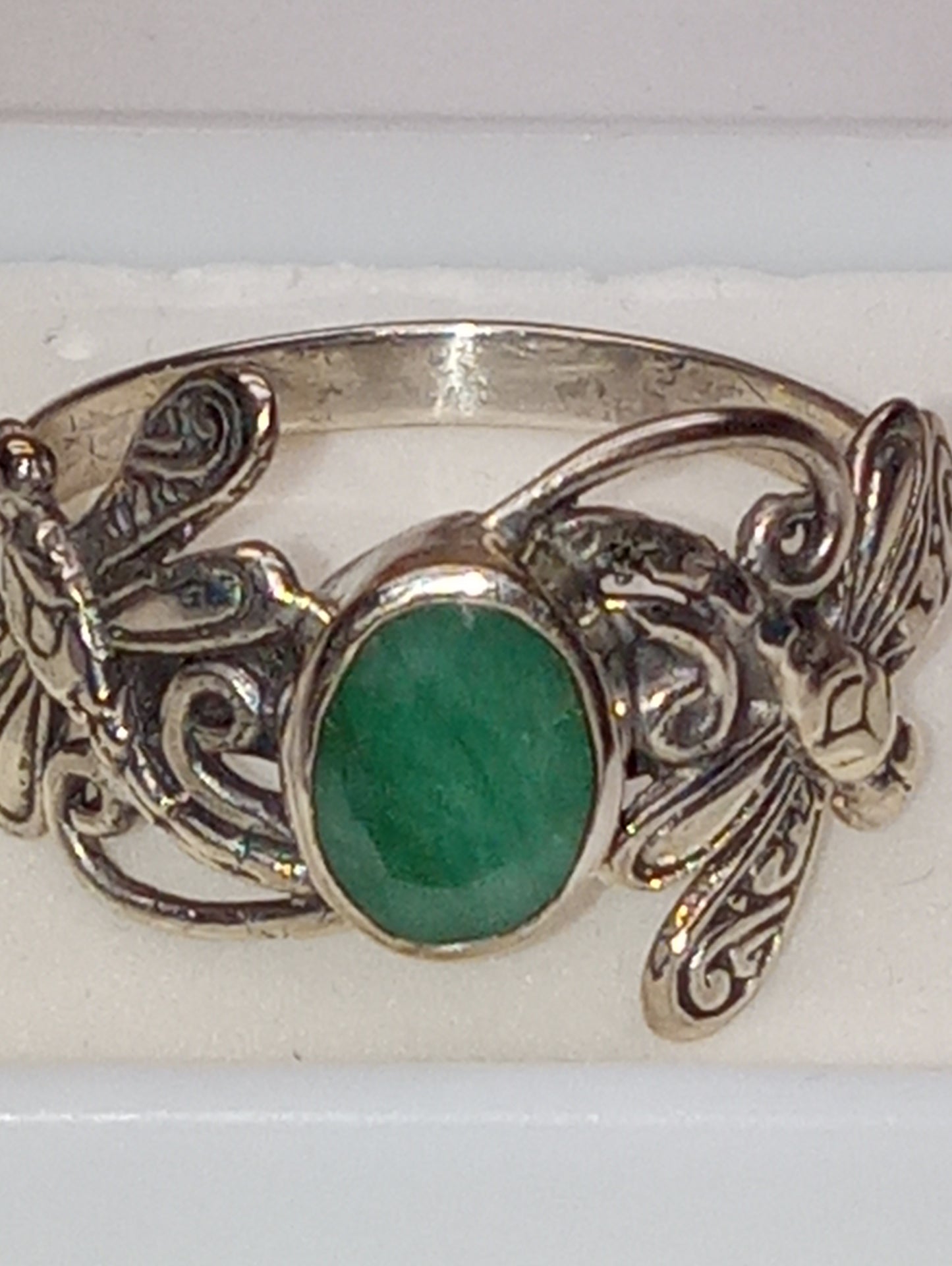 ring Bali Legacy emeral.d dragonfly sterling silver