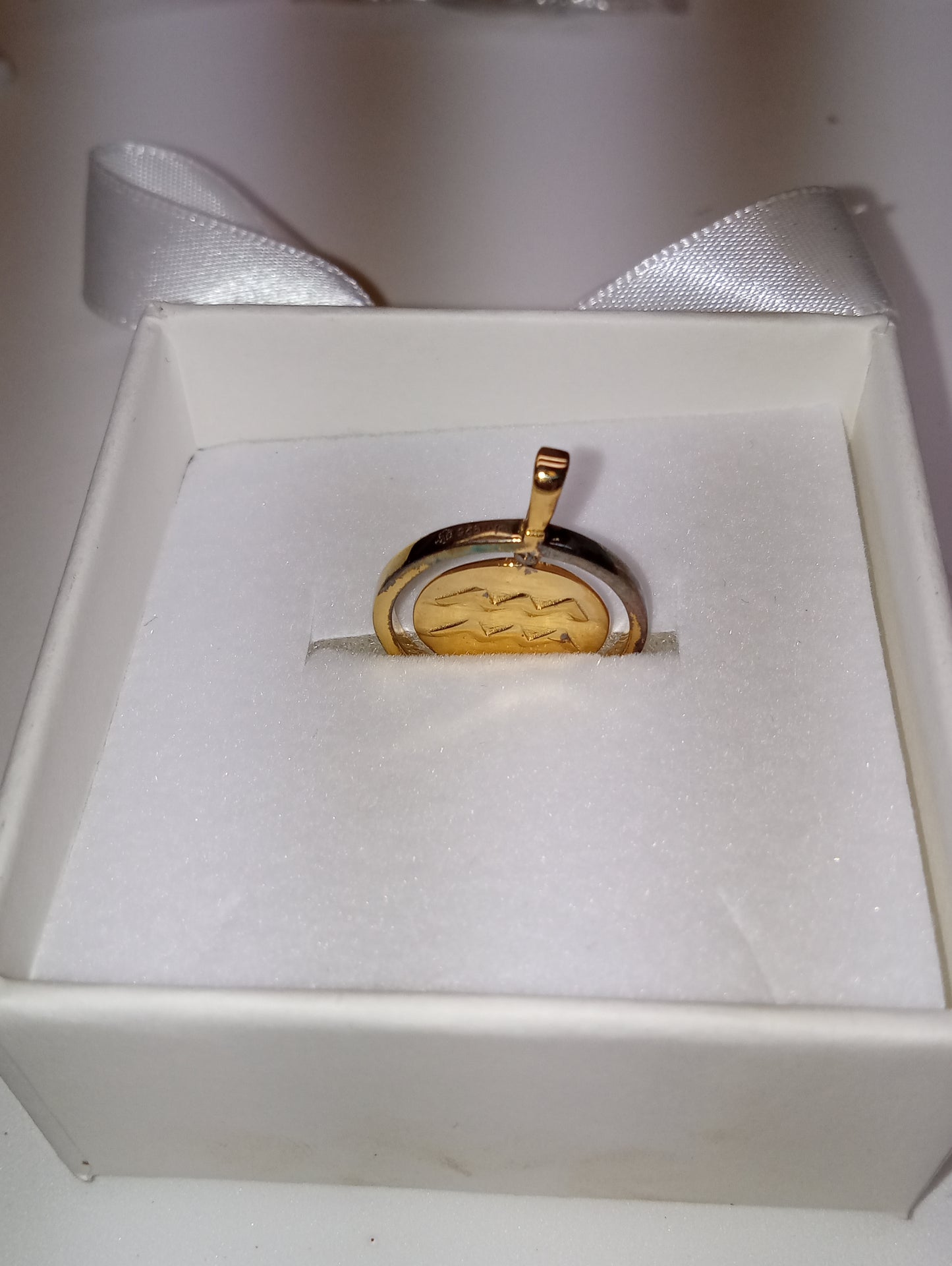 pendant Sunday's Child Aquarius zodiac vermeil yellow gold over sterling silver