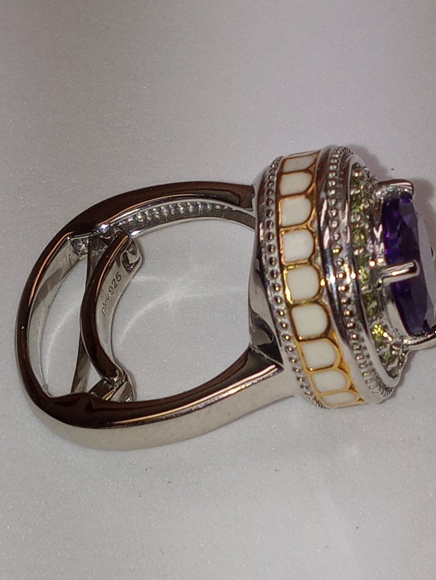 ring amethyst peridot vermeil yellow gold and platinum over sterling silver