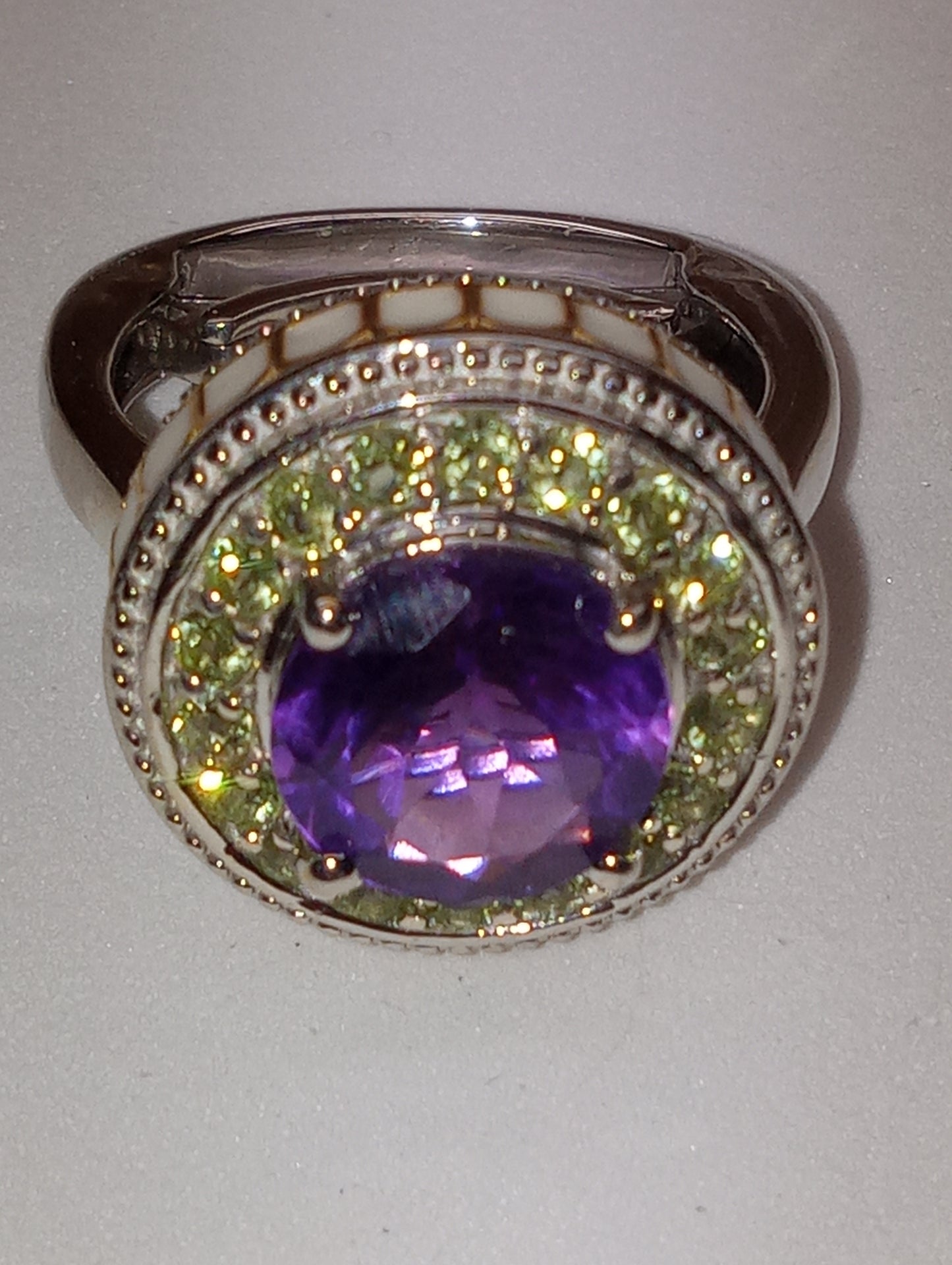 ring amethyst peridot vermeil yellow gold and platinum over sterling silver