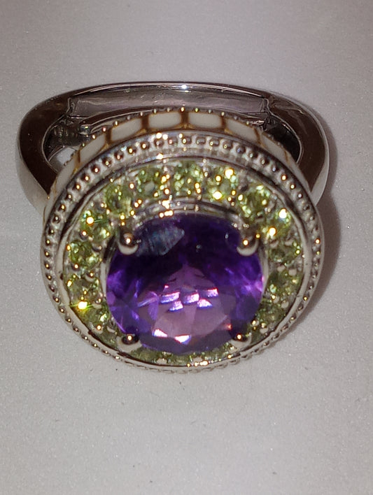 ring amethyst peridot vermeil yellow gold and platinum over sterling silver