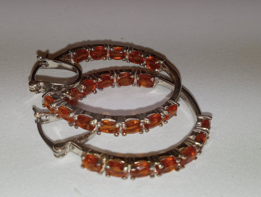earrings kyanite, hoop,orange, inside outside hoops large