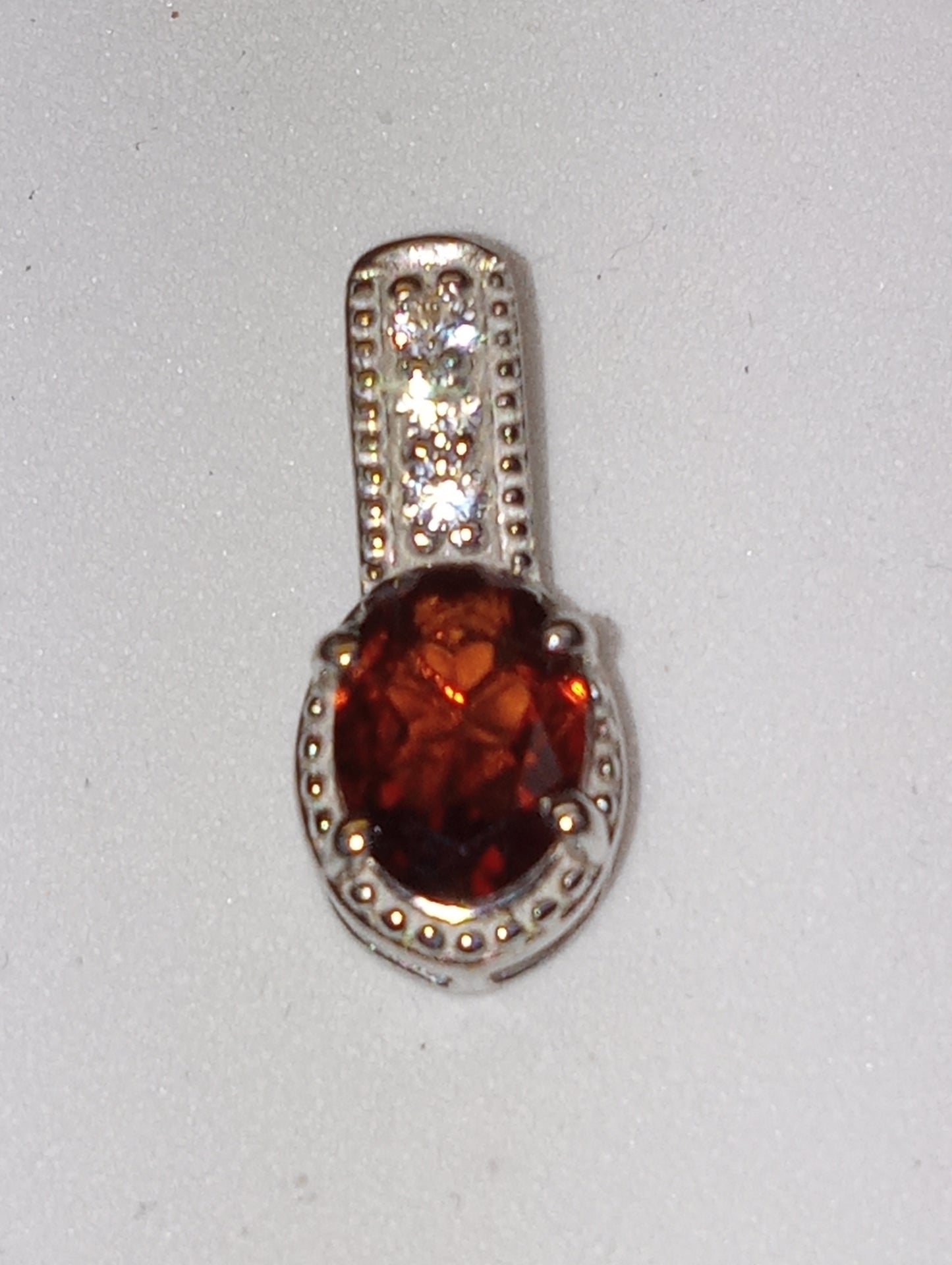 pendant citrine madera  Santa Ana, white zircon, in platinum over sterling silver
