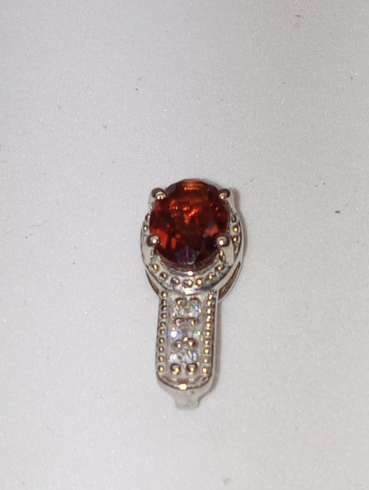 pendant citrine madera  Santa Ana, white zircon, in platinum over sterling silver