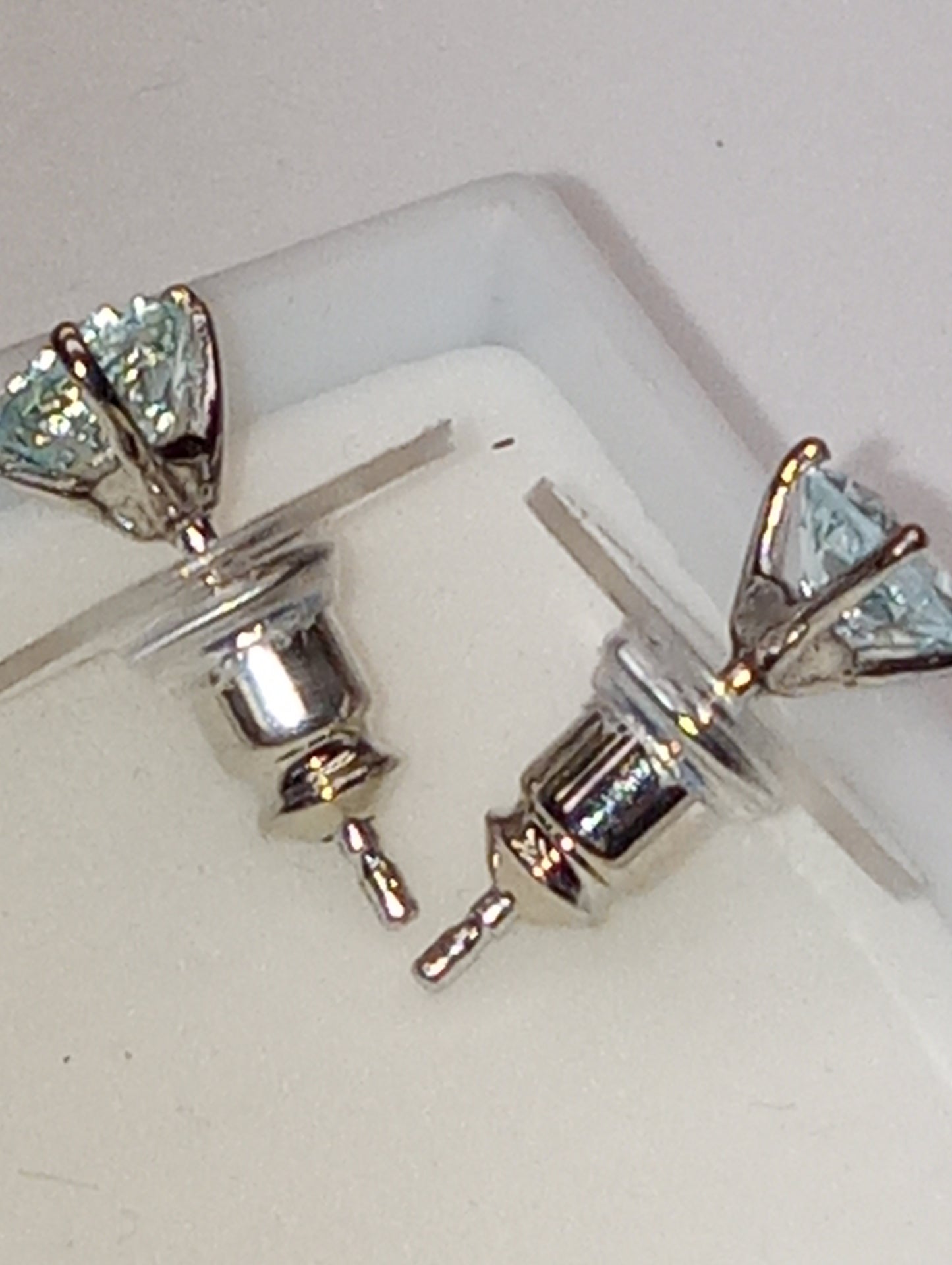 earrings  aquamarine studs in platinum over sterling silver