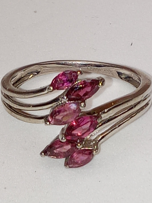 ring rubillite bypass in platinum over sterling silver