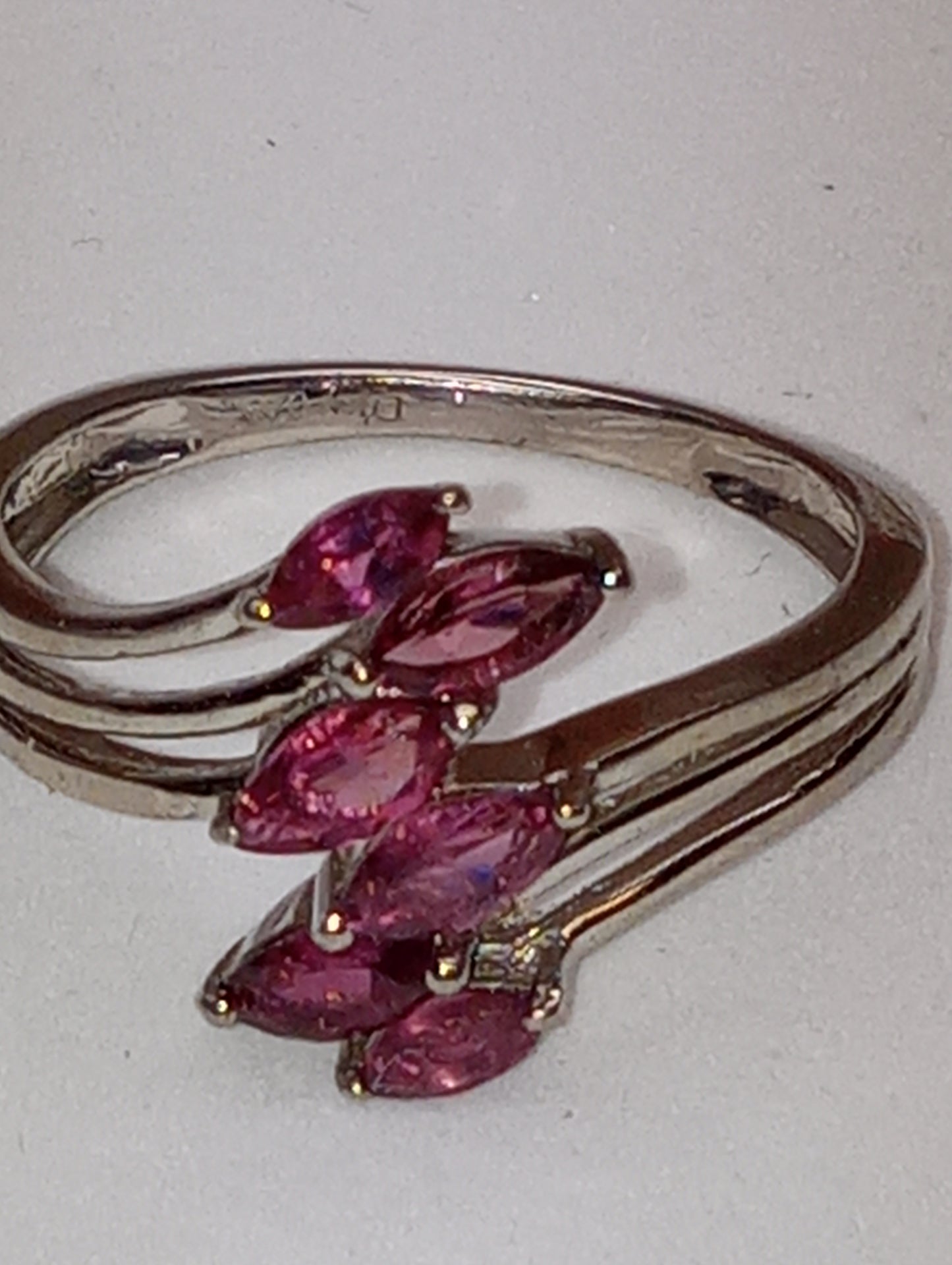ring rubillite bypass in platinum over sterling silver