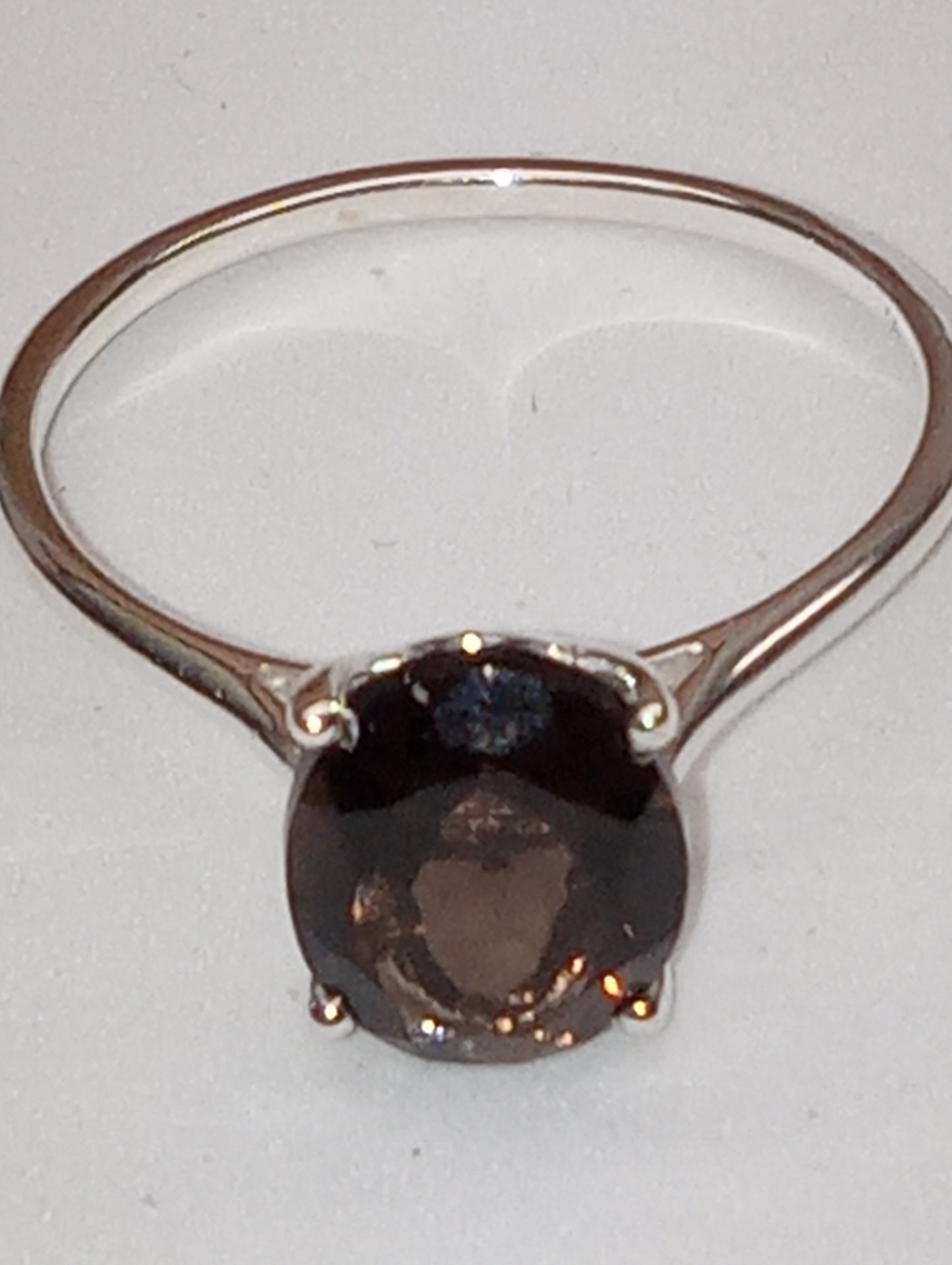 ring quartz smoky solitaire in sterling silver