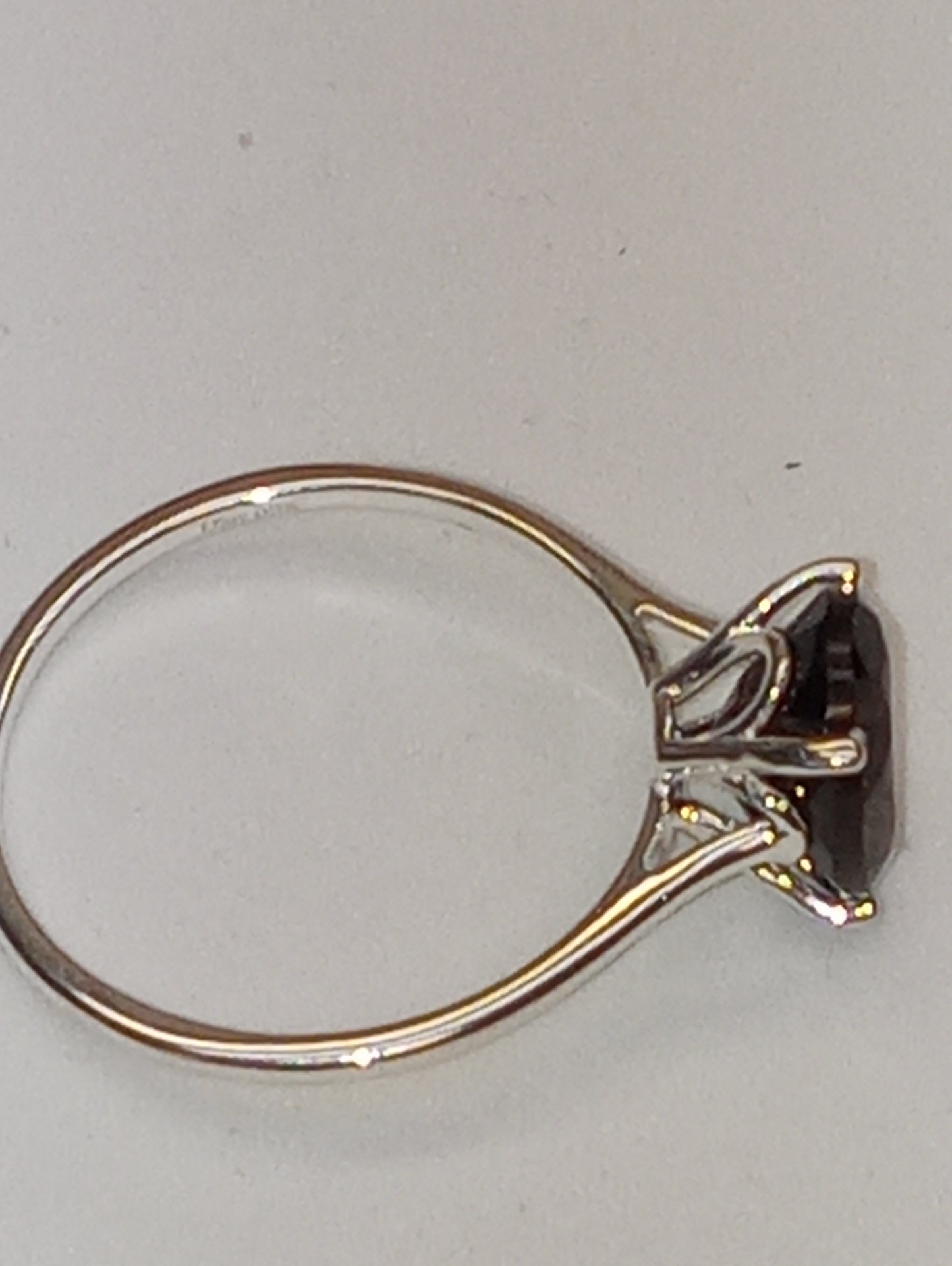ring quartz smoky solitaire in sterling silver