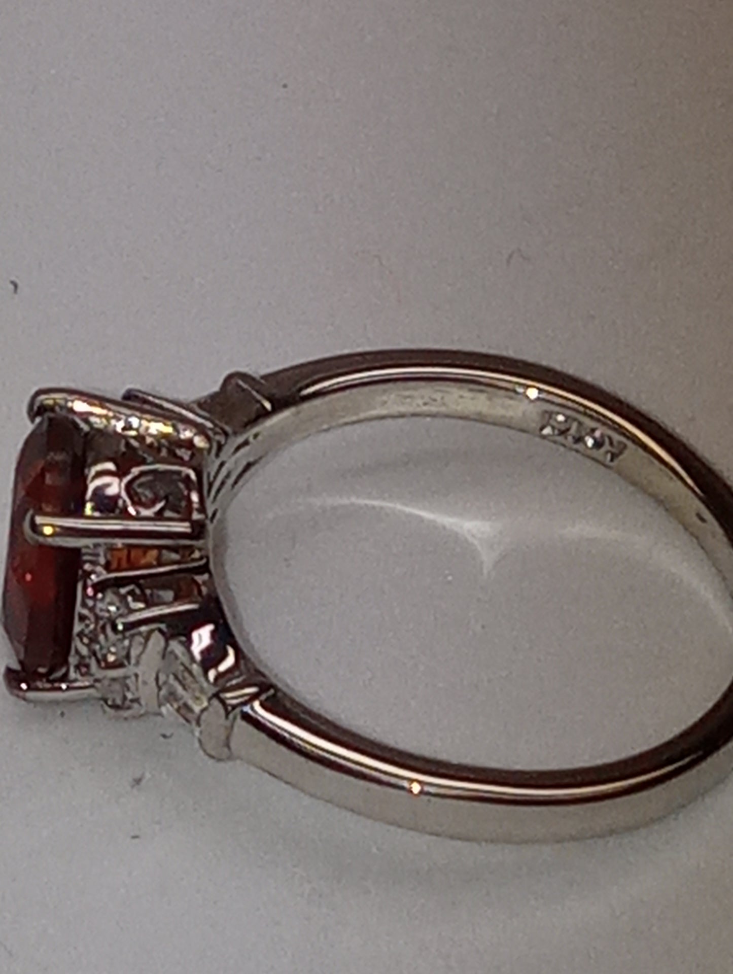 ring citrine red zircon in platinum over sterling silver