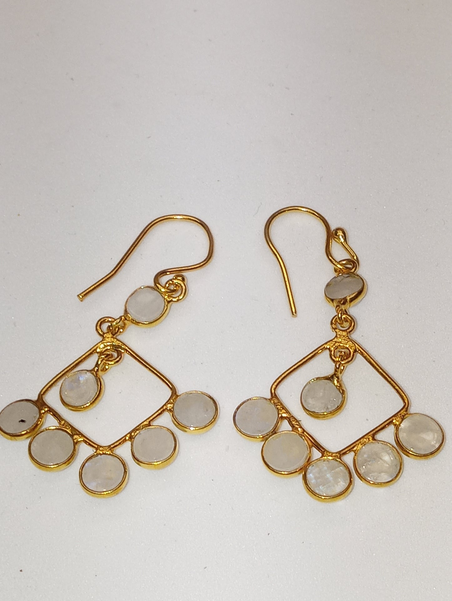earrings moonstone dangle in 14k yellow gold over sterling silver
