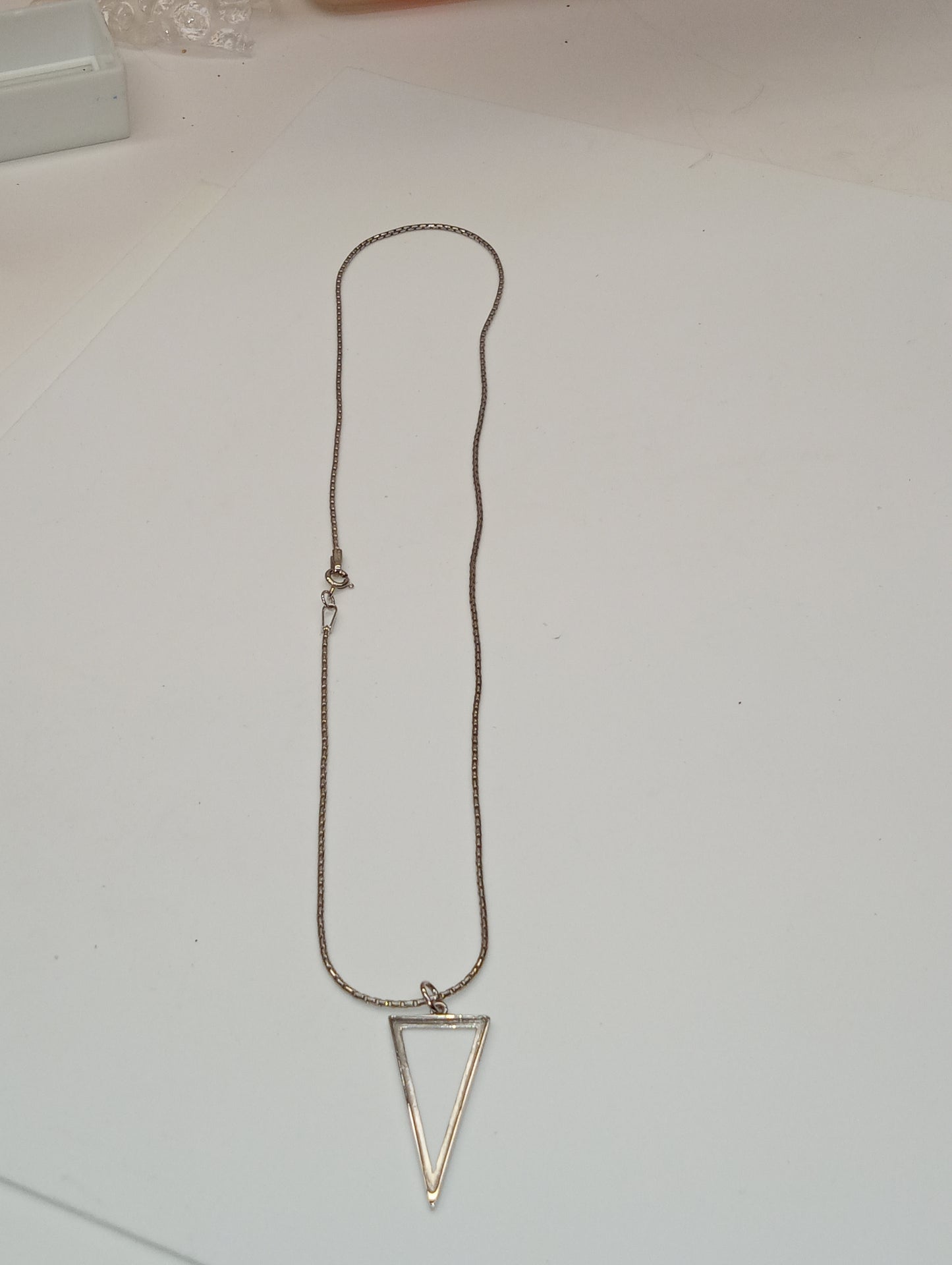 necklace pendant open triangle rhodium over sterling silver