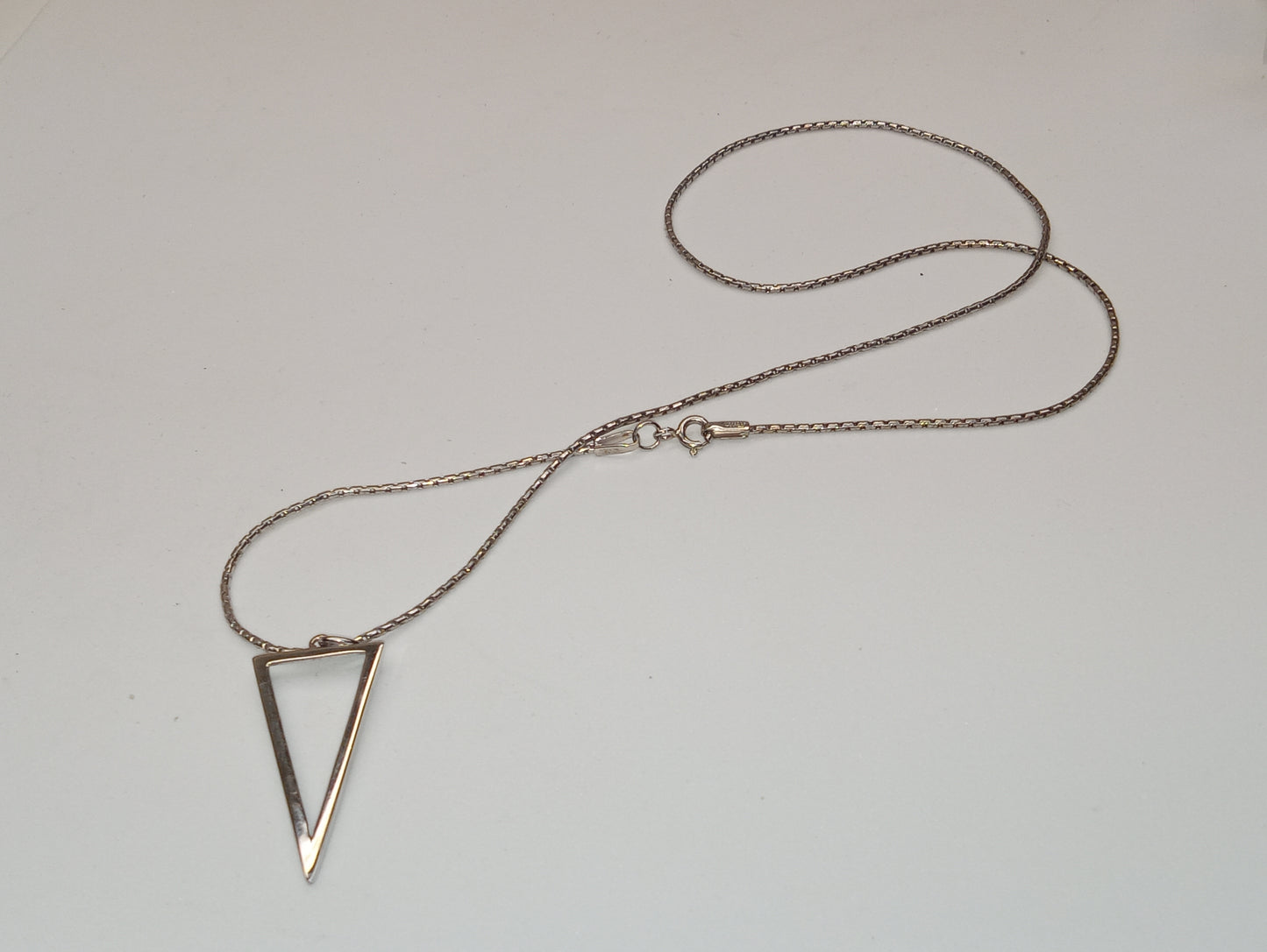 necklace pendant open triangle rhodium over sterling silver