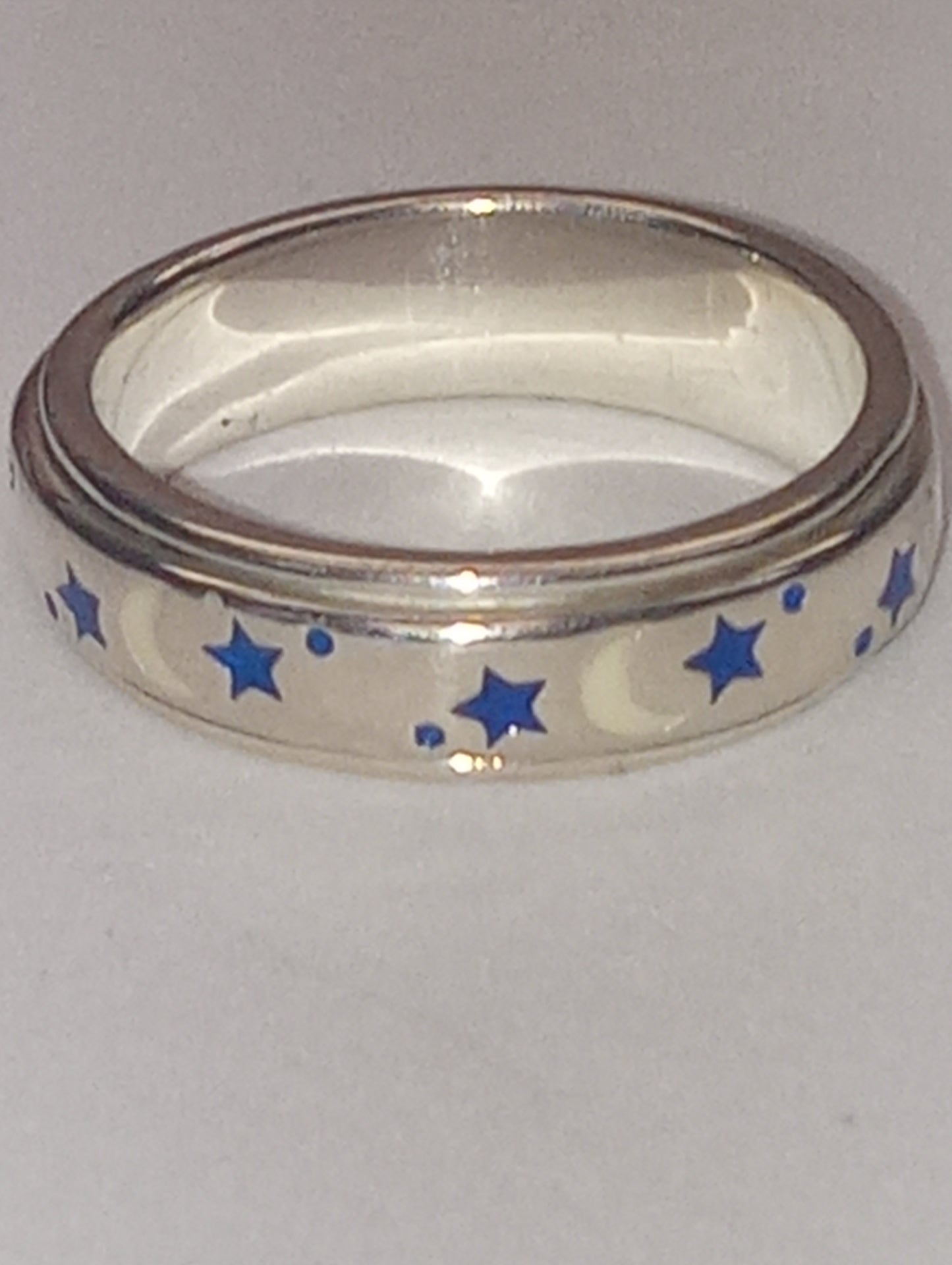 ring sterling silver moon and star spinner