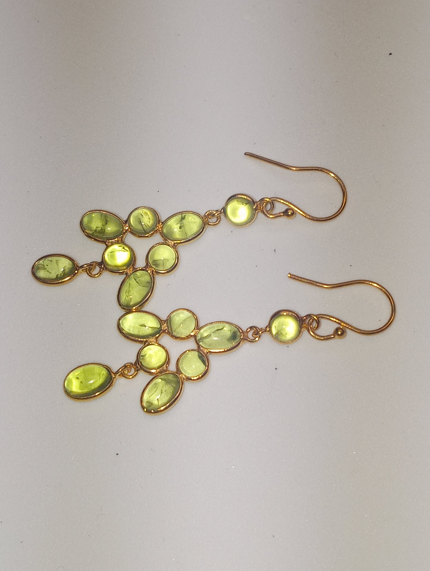 earrings peridot dangle 14k yellow gold over sterling silver