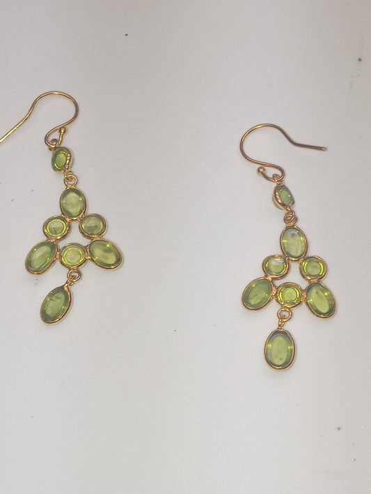 earrings peridot dangle 14k yellow gold over sterling silver