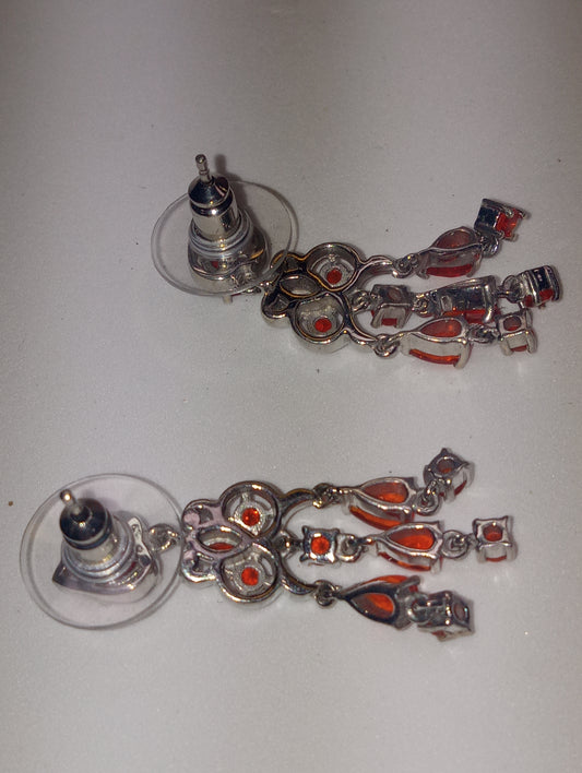 earrings opal crimson fire chandelier in platinum over sterling silver