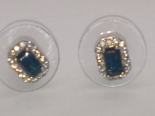earrings tourmaline indicolite white zircon studs platinum over sterling silver