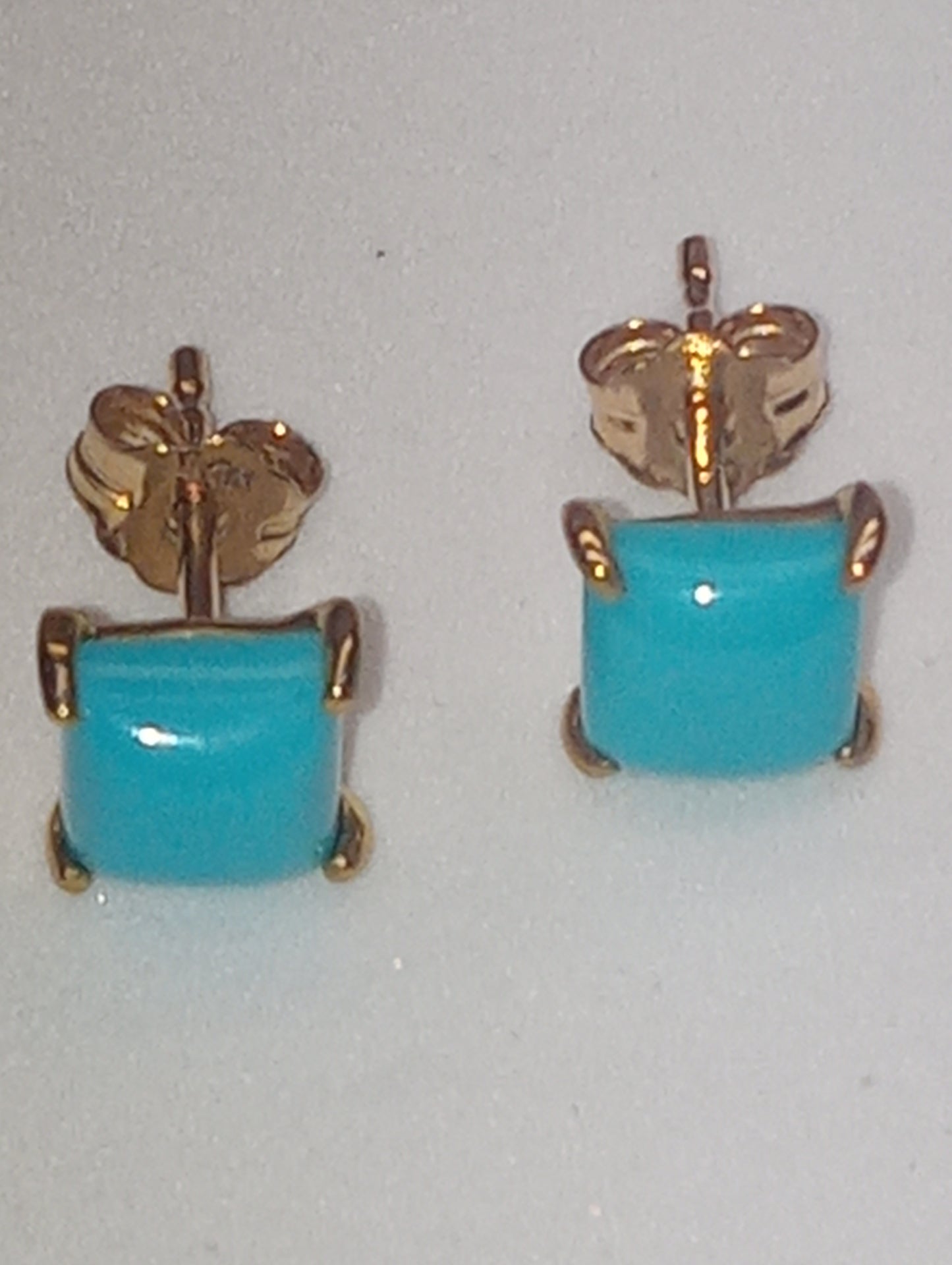 earrings Sleeping Beauty turquoise in 10k yellow gold