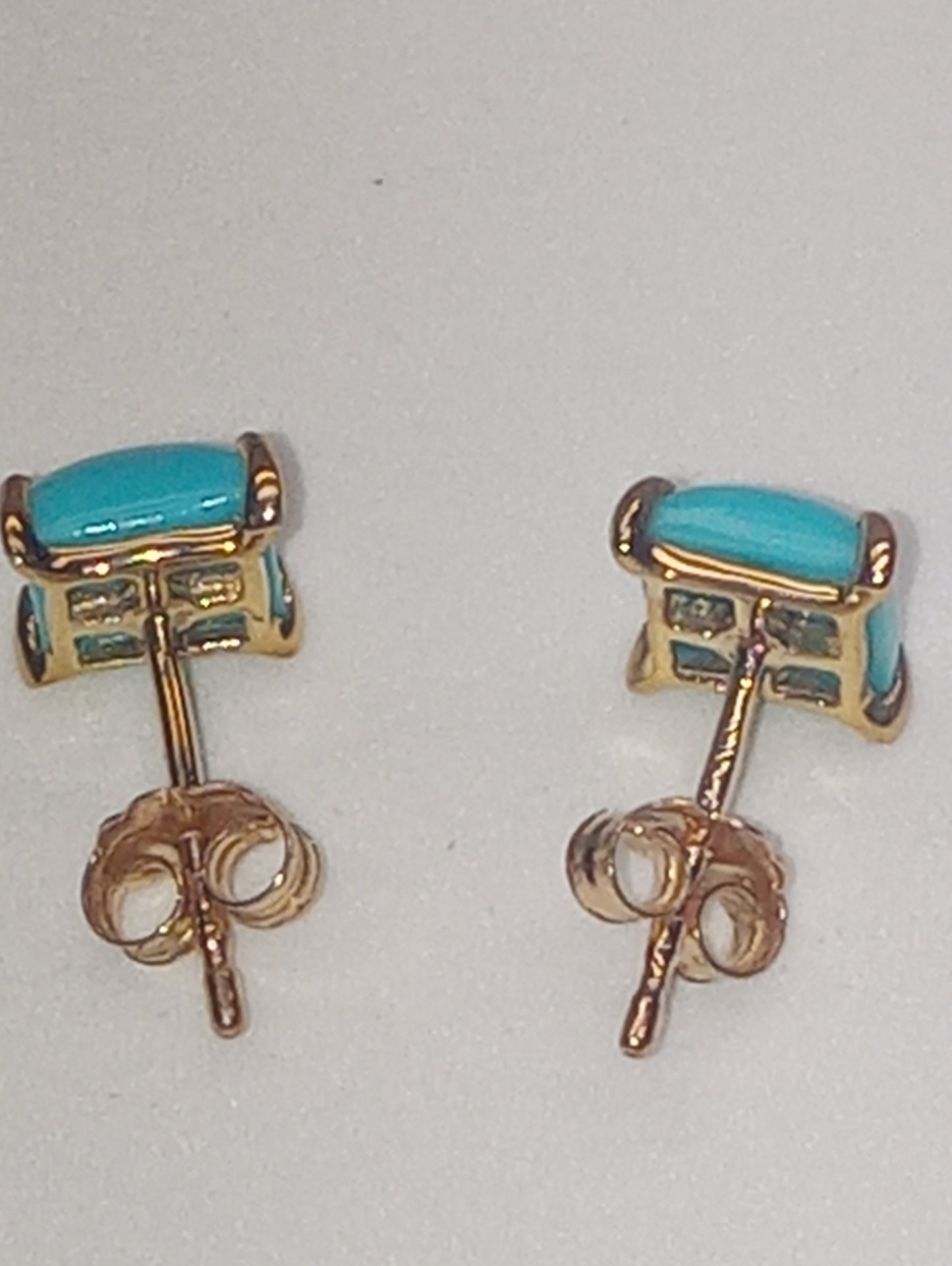 earrings Sleeping Beauty turquoise in 10k yellow gold