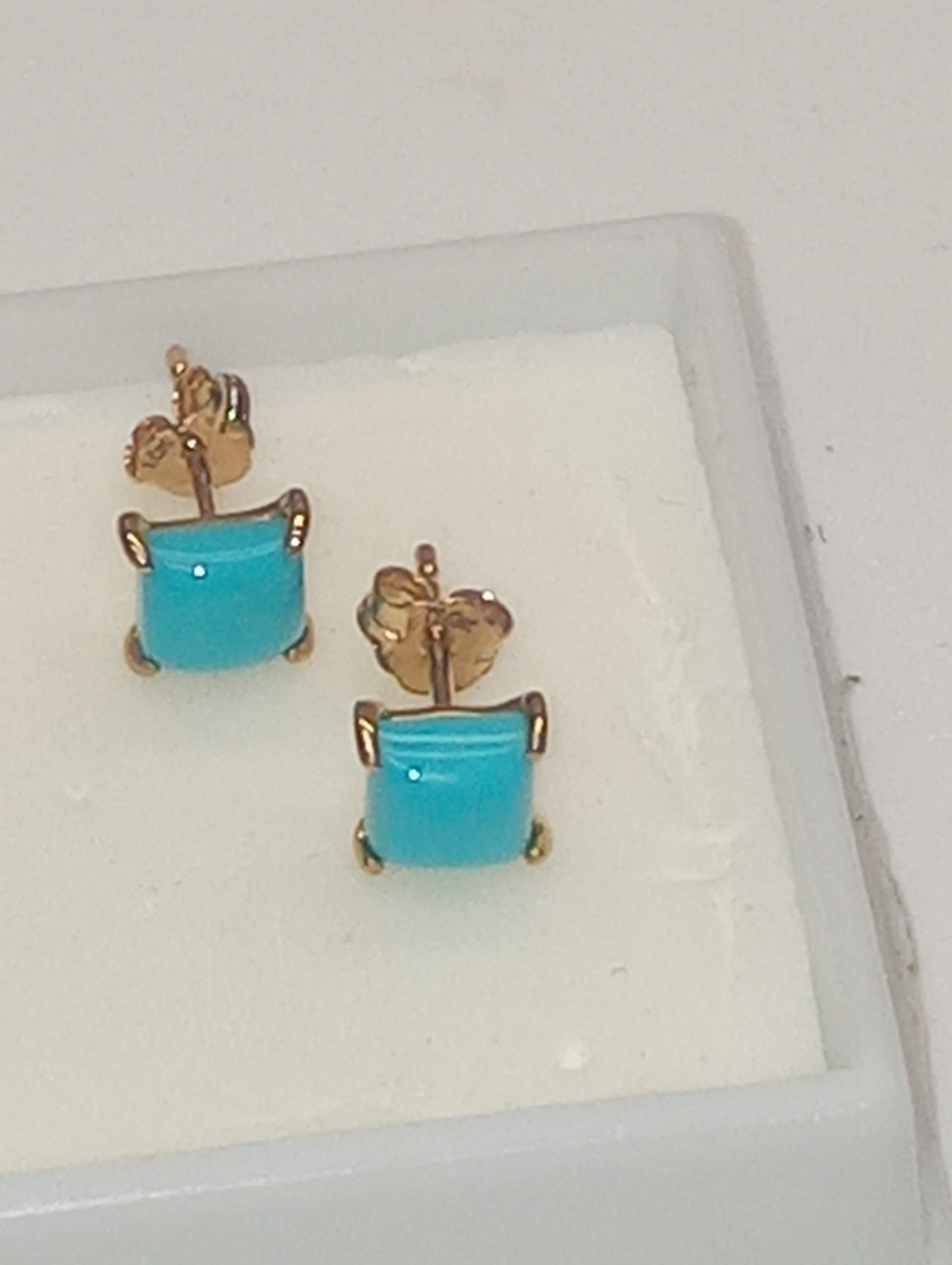 earrings Sleeping Beauty turquoise in 10k yellow gold