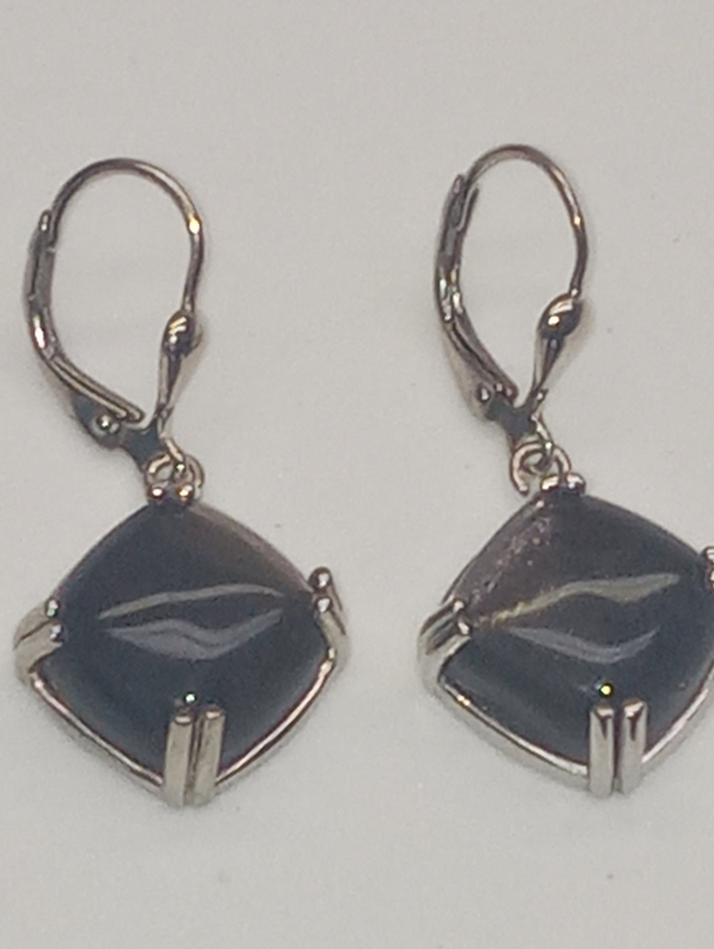earrings moonstone golden sheen dangle in platinum over sterling siiver