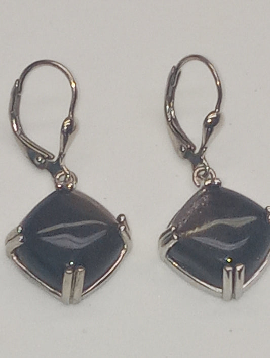 earrings moonstone golden sheen dangle in platinum over sterling siiver