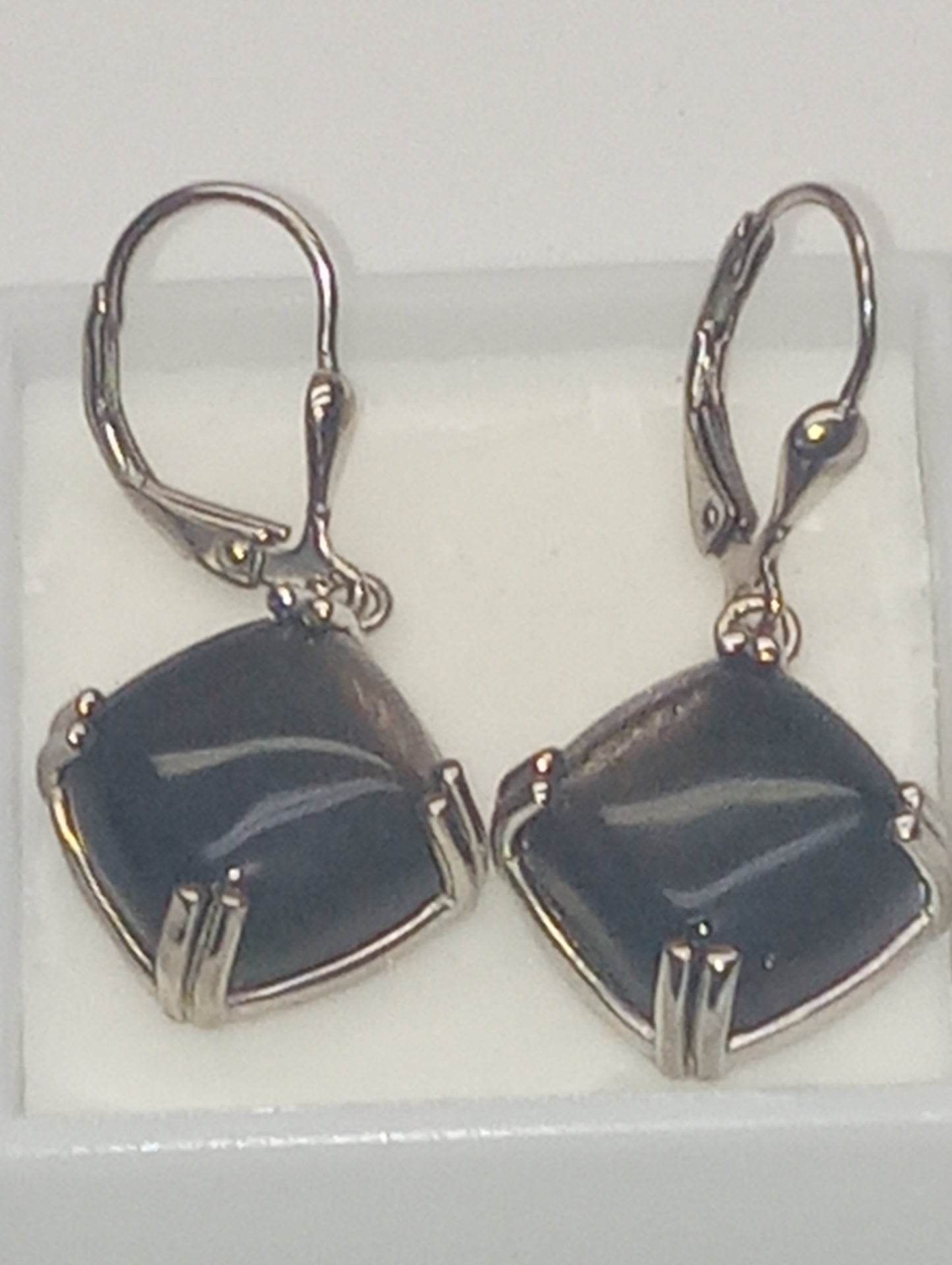 earrings moonstone golden sheen dangle in platinum over sterling siiver