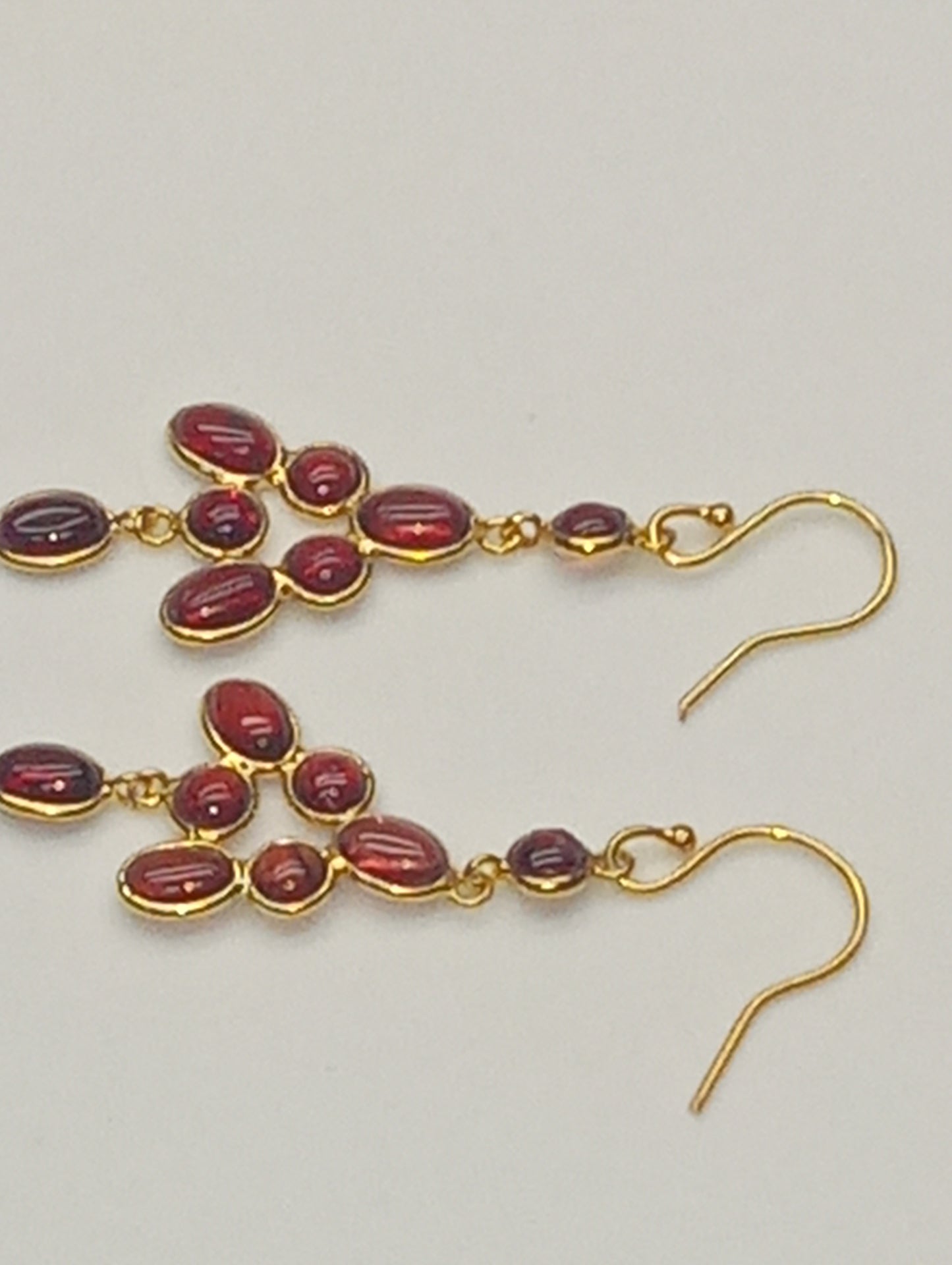 earrings garnet dangle 14k over sterling silver