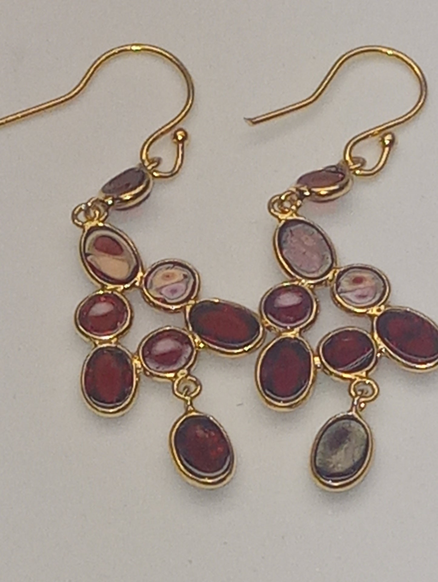 earrings garnet dangle 14k over sterling silver