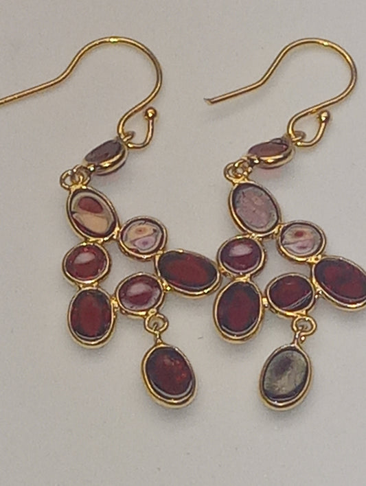 earrings garnet dangle 14k over sterling silver