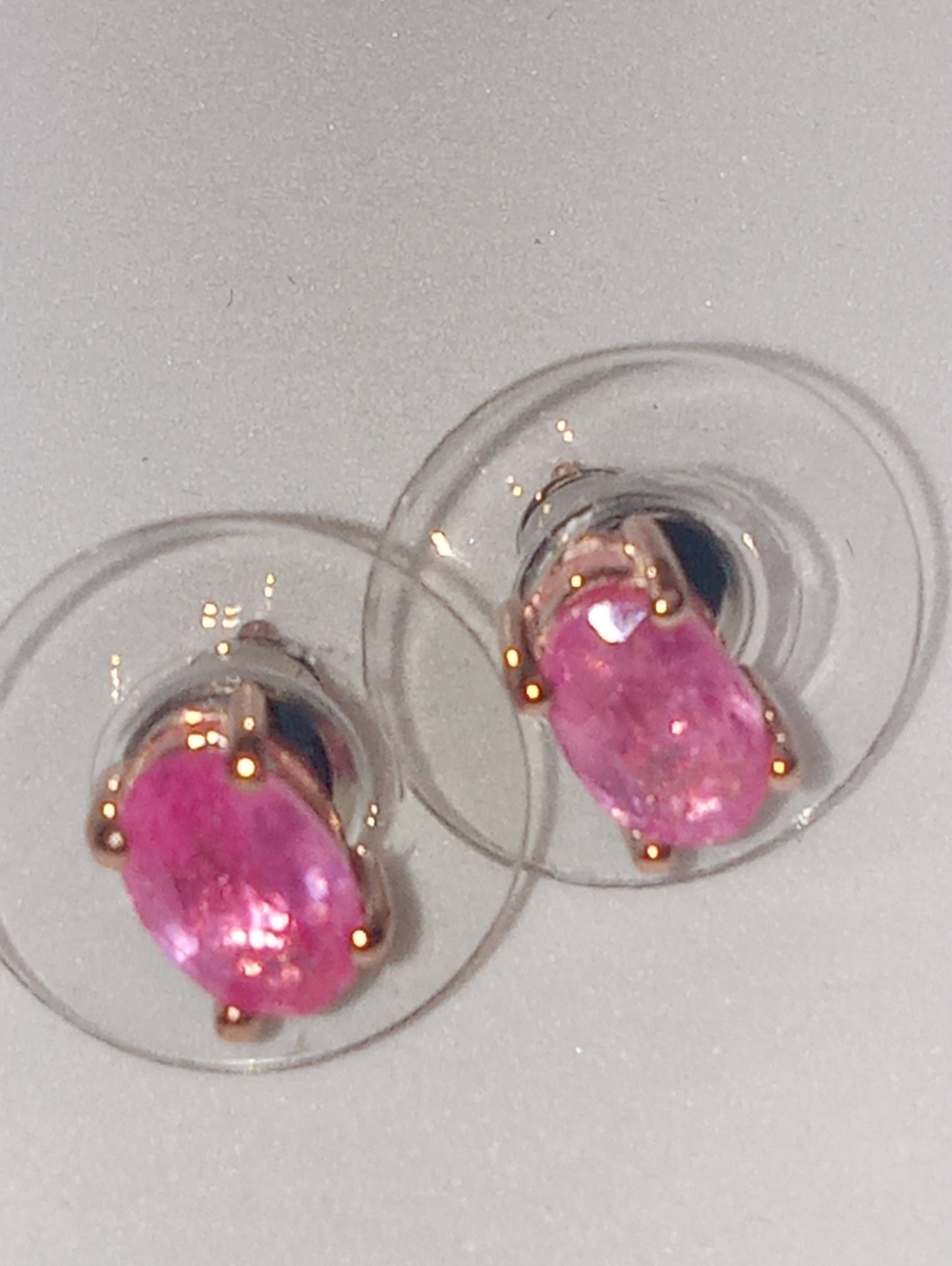 earrings sapphire pink studs in vermeil rose gold over sterling silver