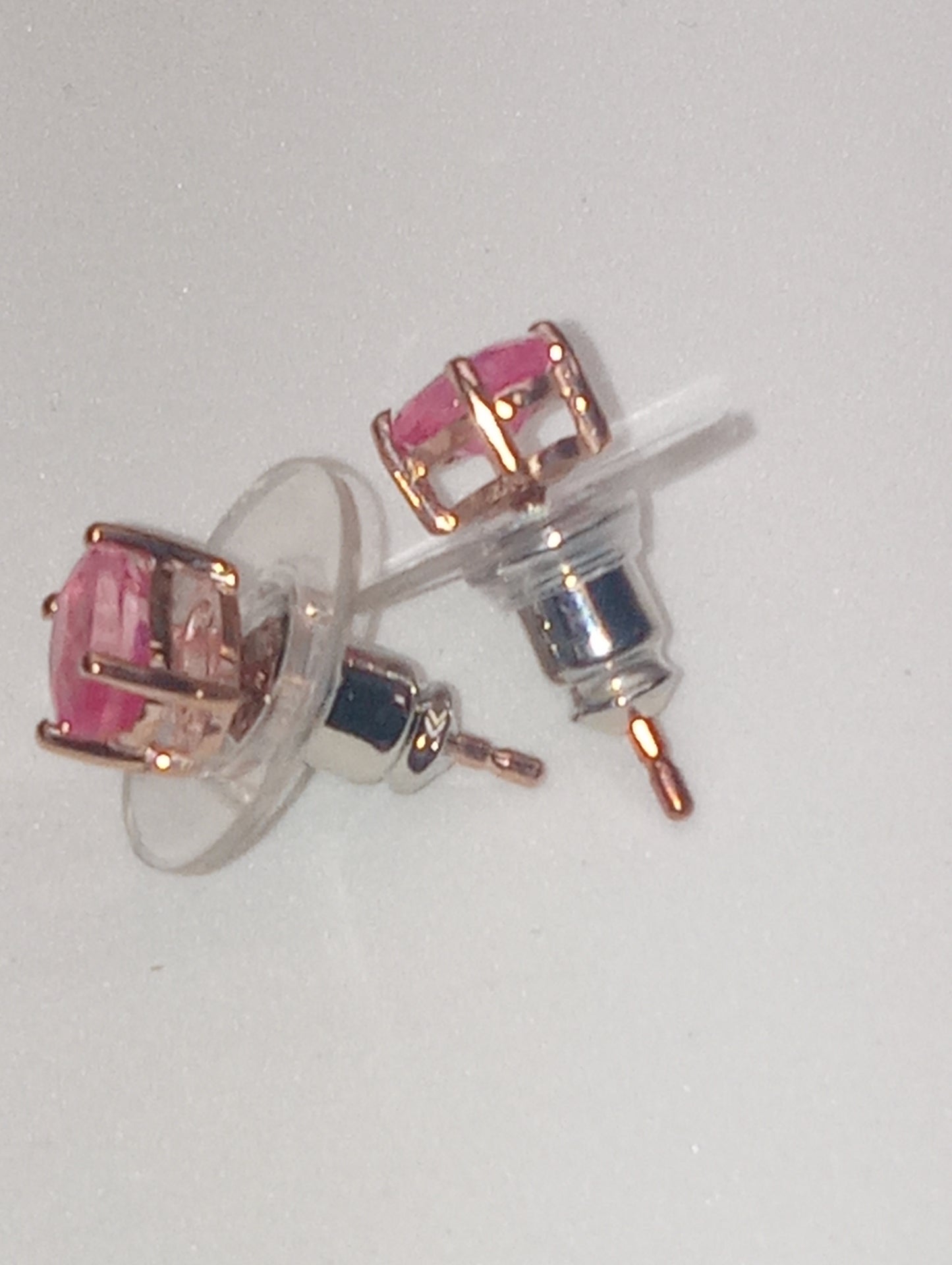 earrings sapphire pink studs in vermeil rose gold over sterling silver