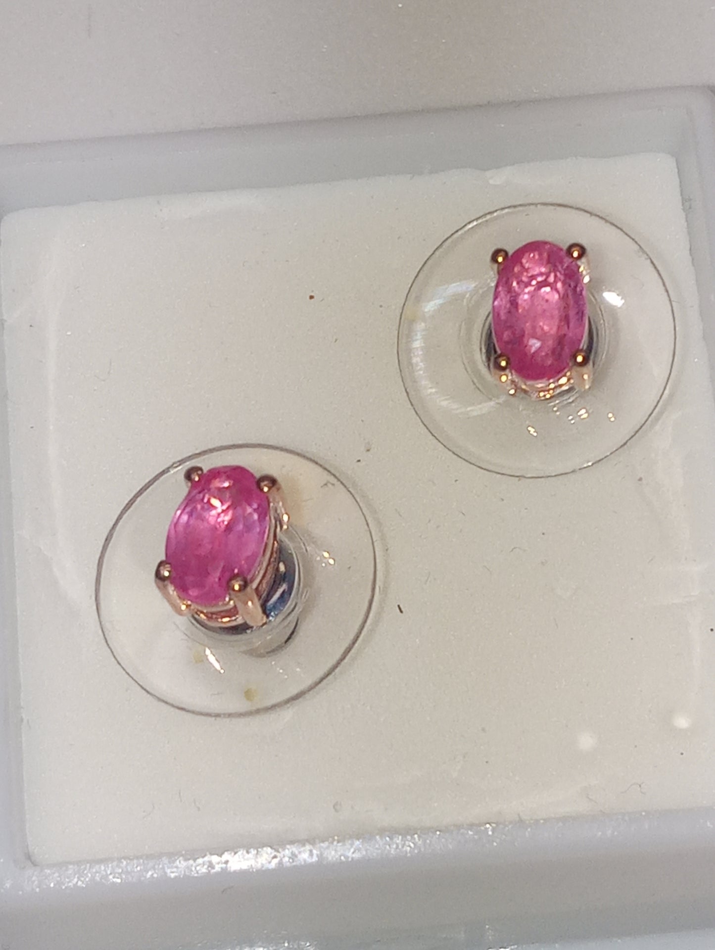 earrings sapphire pink studs in vermeil rose gold over sterling silver