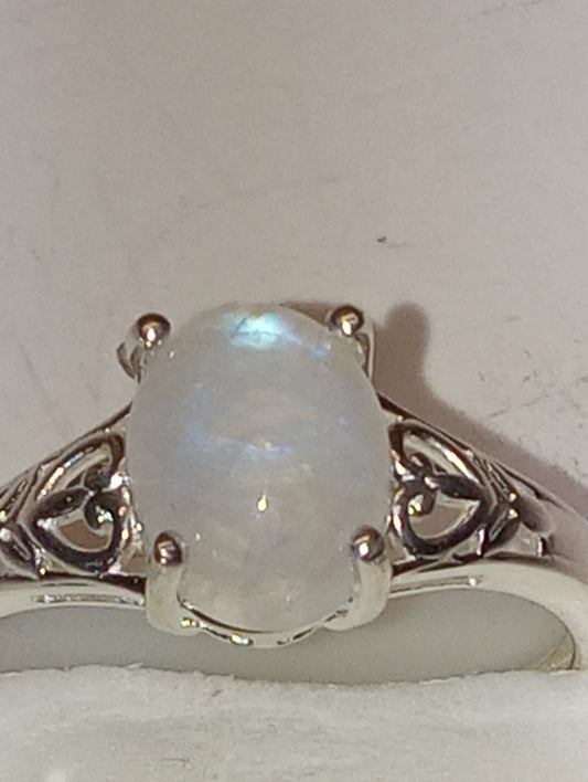 ring moonstone solitaire in sterling silver