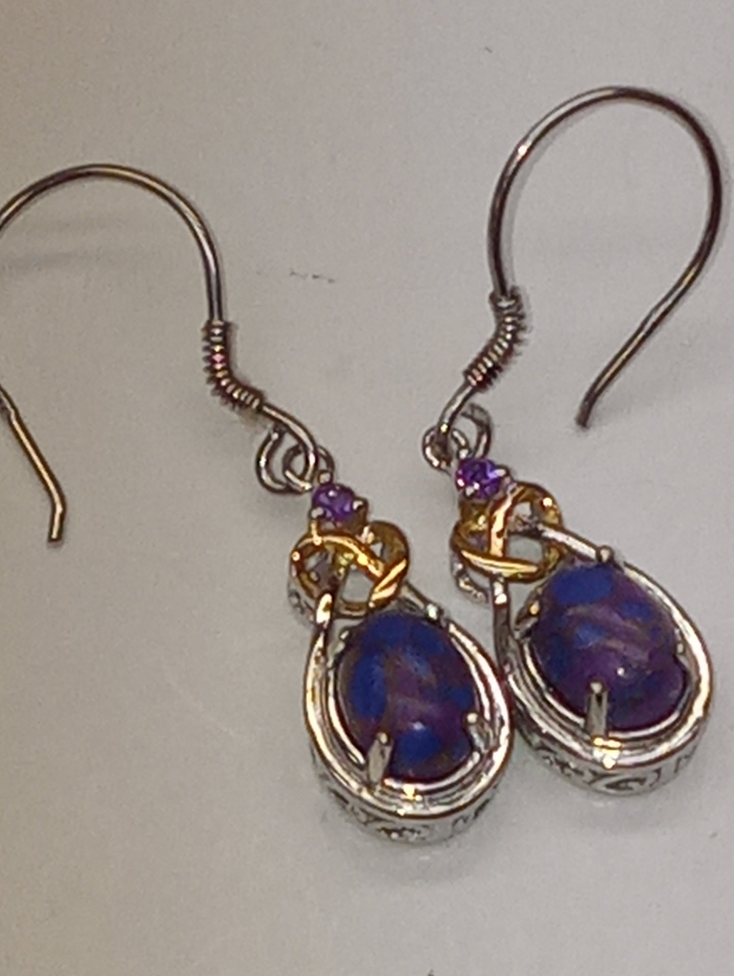 earrings turquoise Mojave purple in vermeil yg and platinum over sterling
