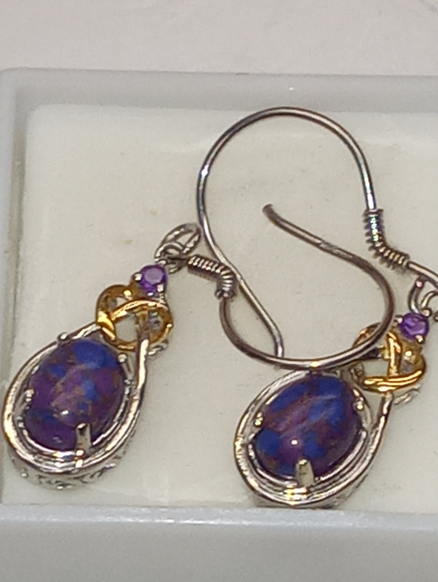 earrings turquoise Mojave purple in vermeil yg and platinum over sterling
