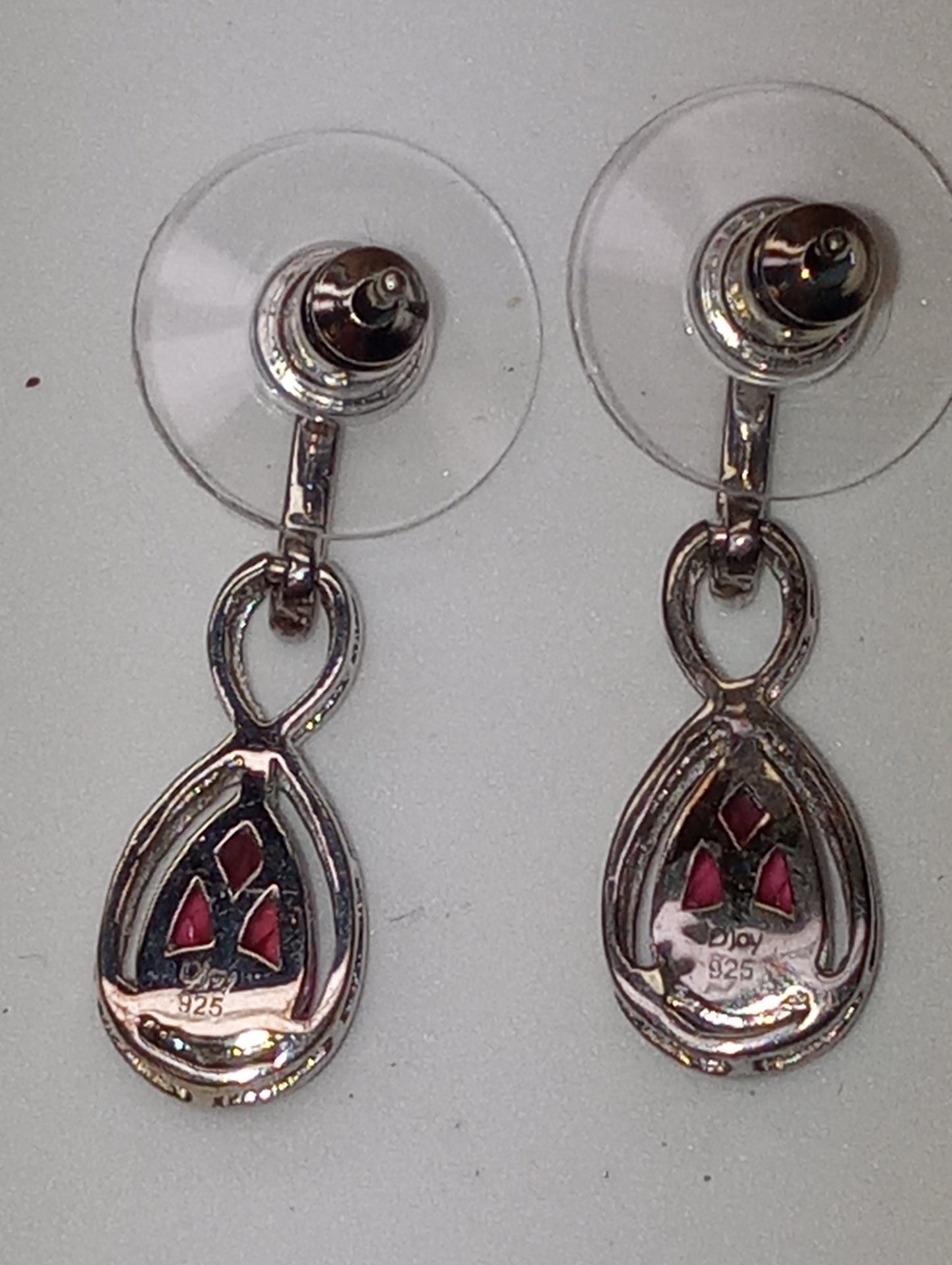 earrings garnet drop in platinum over sterling silver