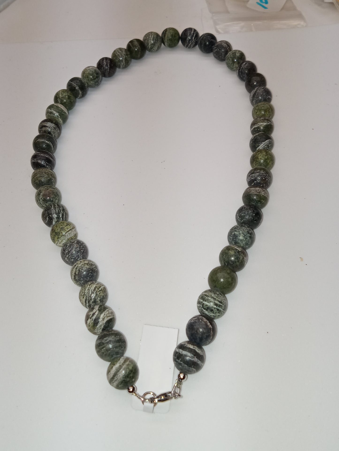 necklace jasper green beaded in sterling siolver