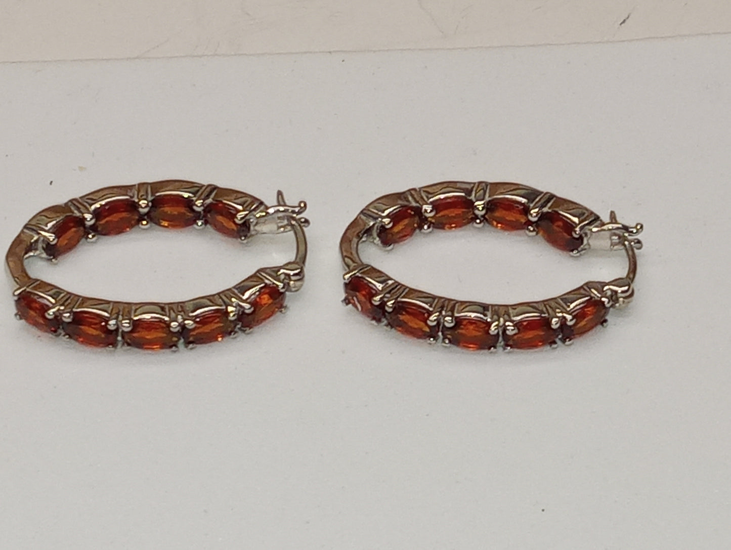 earrings citrine red inside outside hoops in platinum over sterling silver