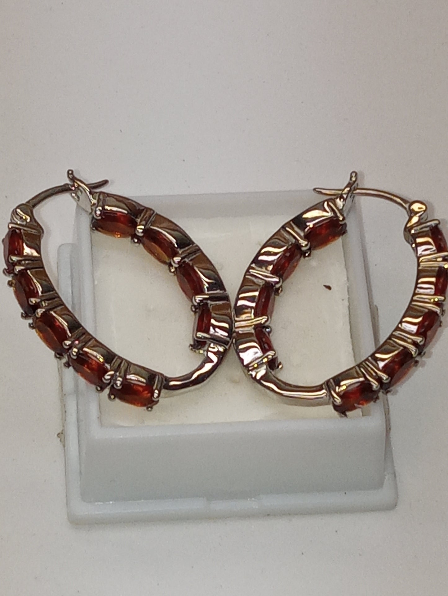 earrings citrine red inside outside hoops in platinum over sterling silver
